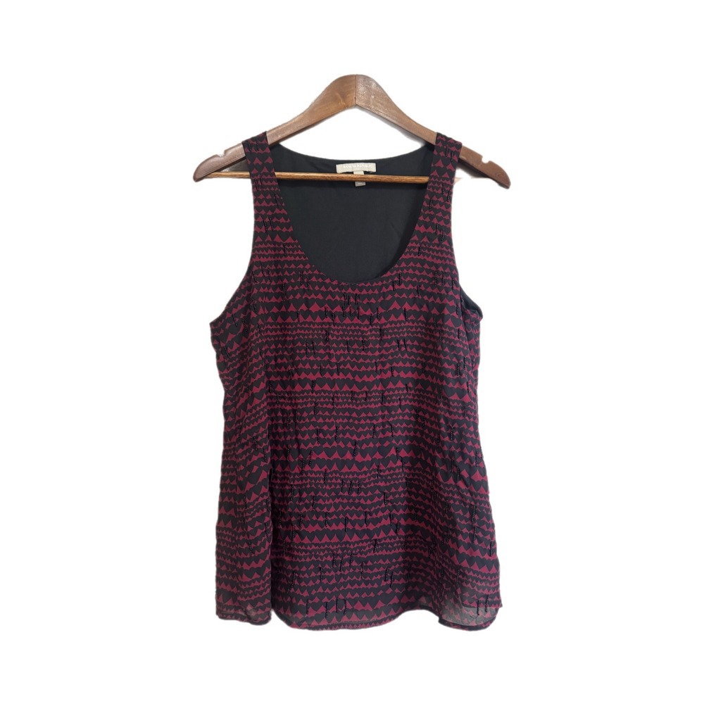 Banana Republic Tank Top Women SP Burgundy Black Beaded Heart Excellent